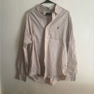 Ralph Lauren Beige and White Checkered Shirt